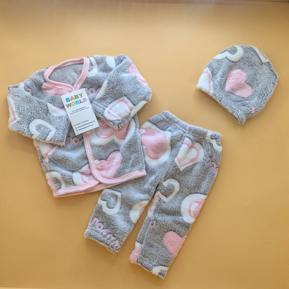 Baby Suit with Cap - Hearts - Winter