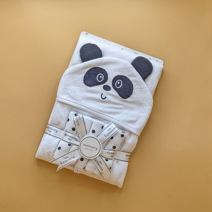 Hooded Bath Towel with 5 Pieces Face Towels