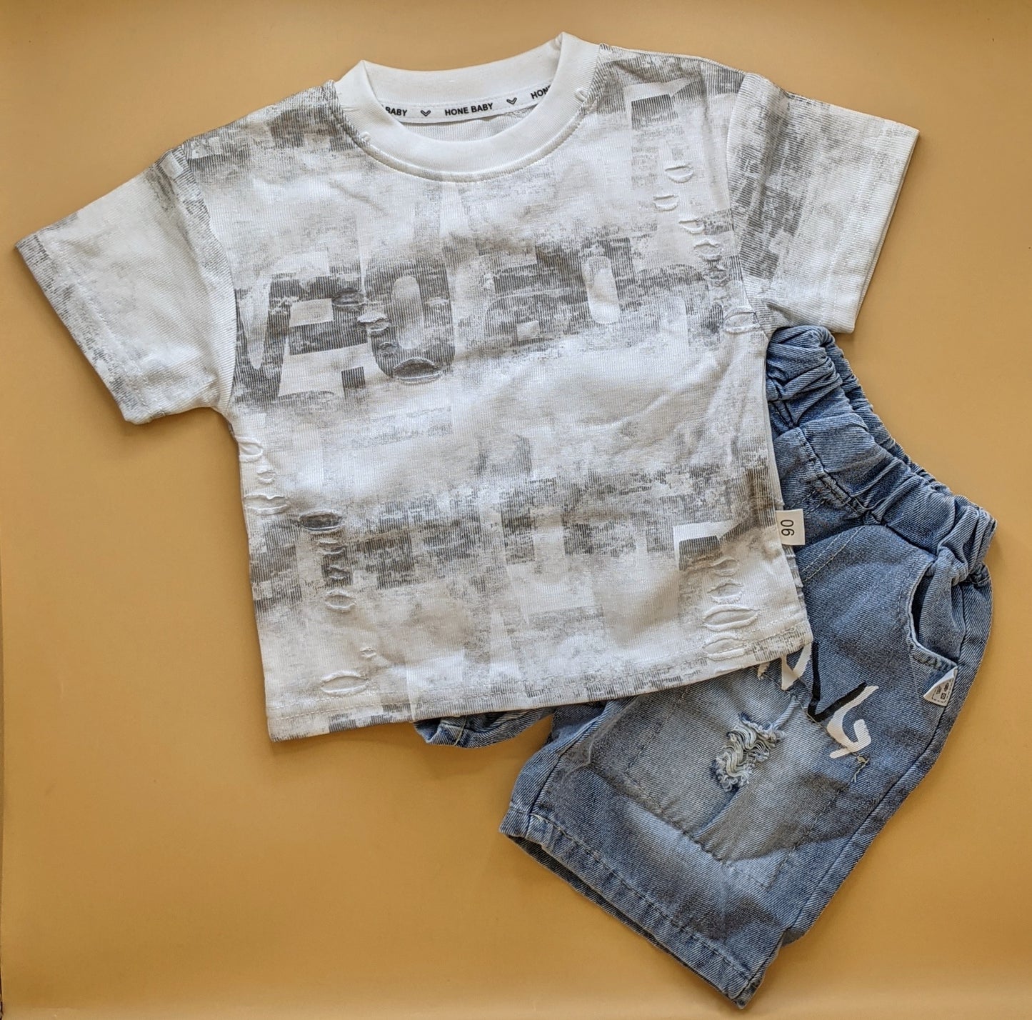 Baby Relaxed Fit Co-Ord Set - White/Grey