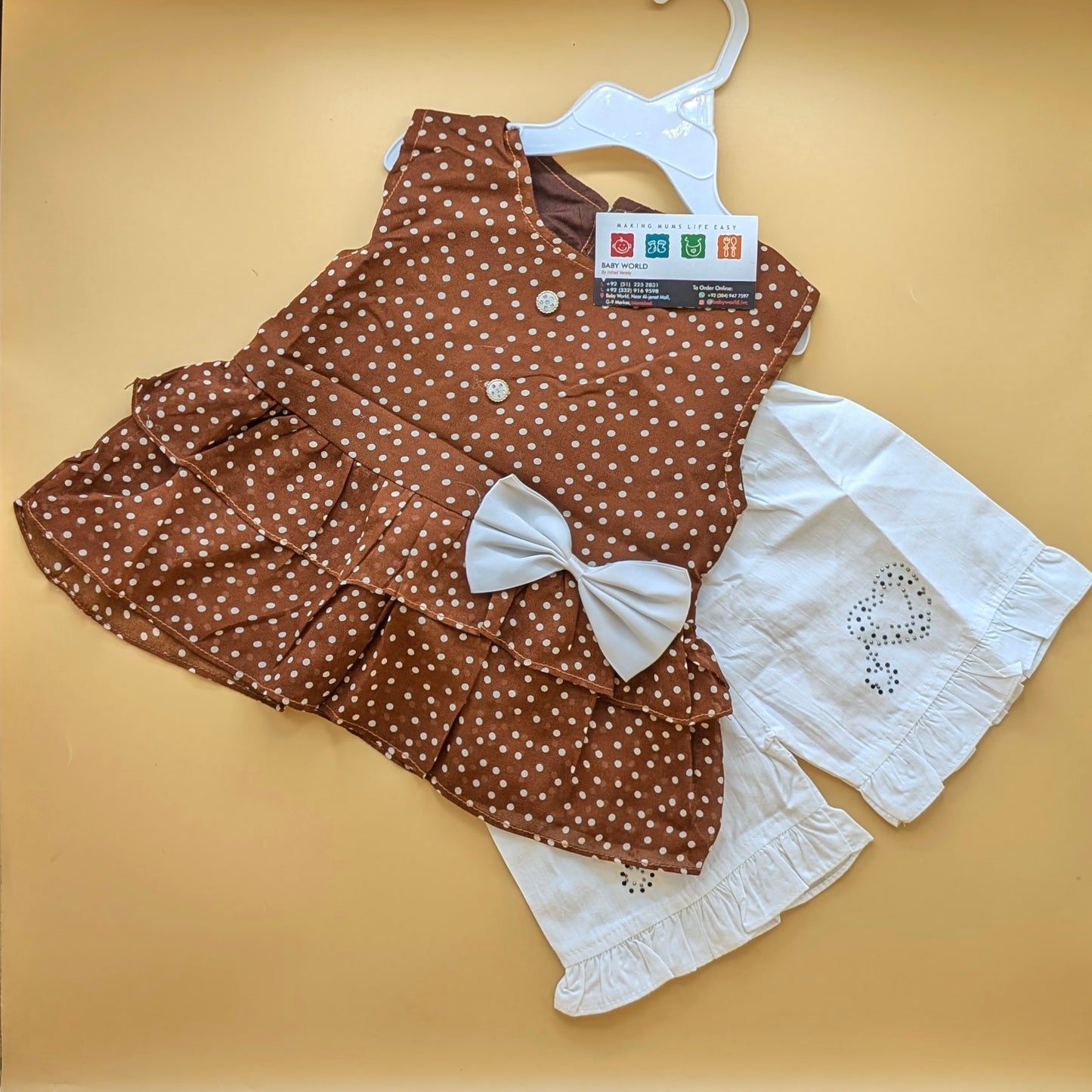 Frock with Pants & Headband - Bow/Dots