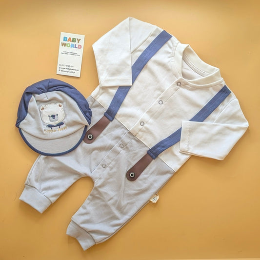 Baby Romper with Cap - Bow/Stripes