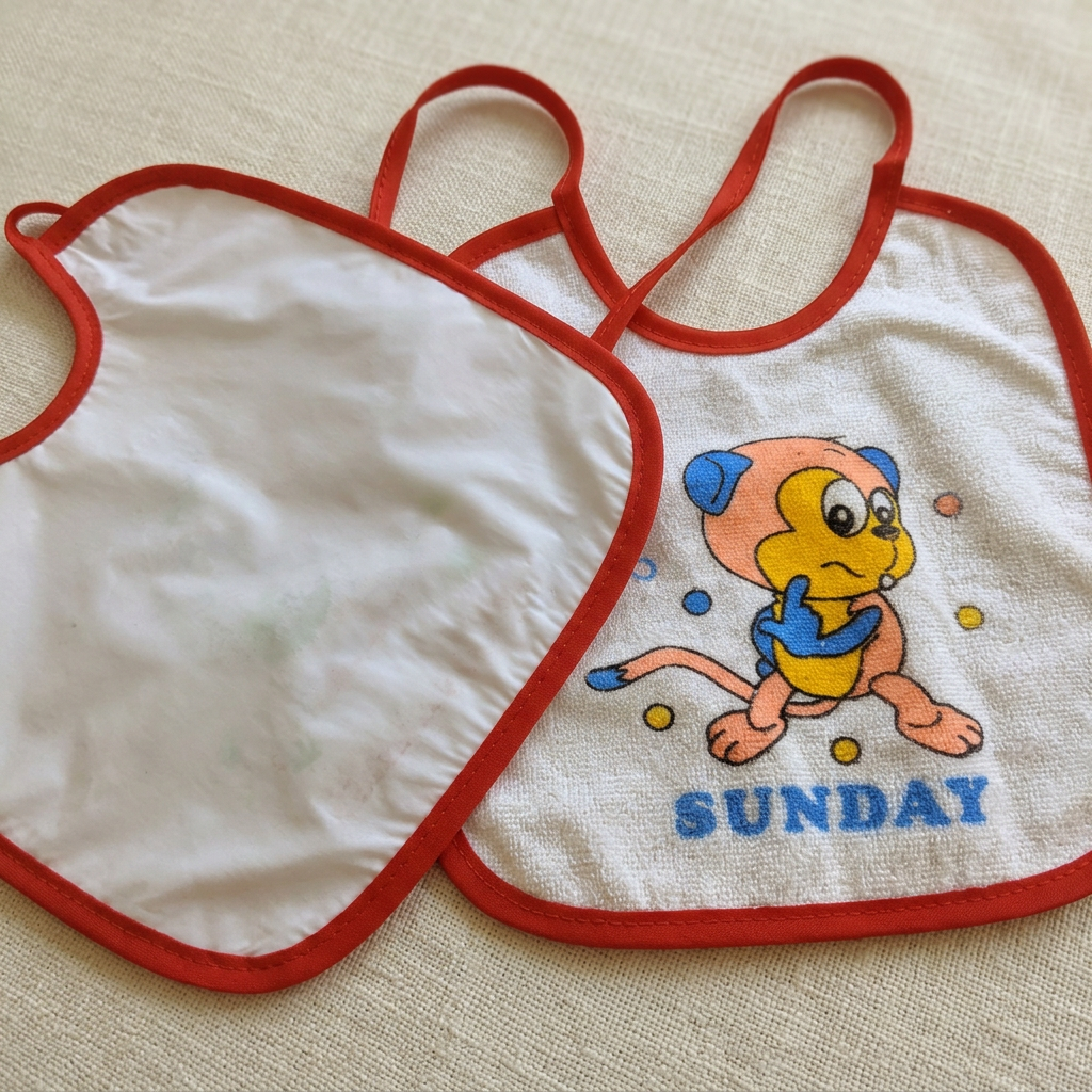 Sunday bib fabric and stitching detail