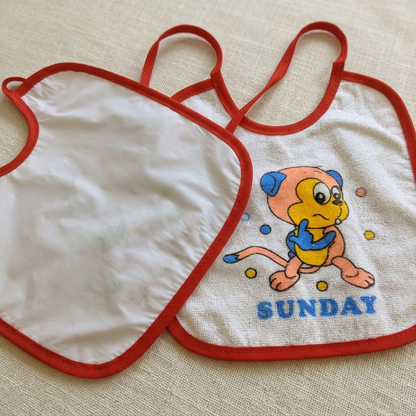Sunday bib fabric and stitching detail