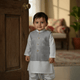 Baby 3 Pieces Dhoti Kurta with Embroidered Waistcoat - Grey