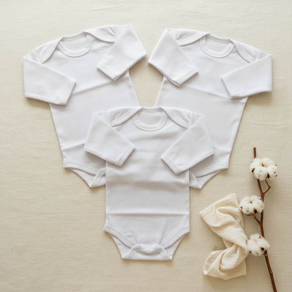 White Bodysuits Flat Lay