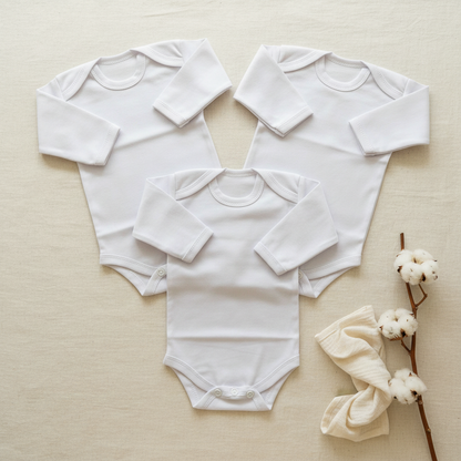 White Bodysuits Flat Lay