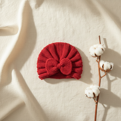 Wool Cap Bow Flat Lay
