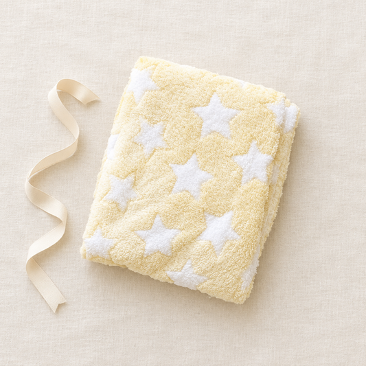 Yellow big-stars blanket gift styling