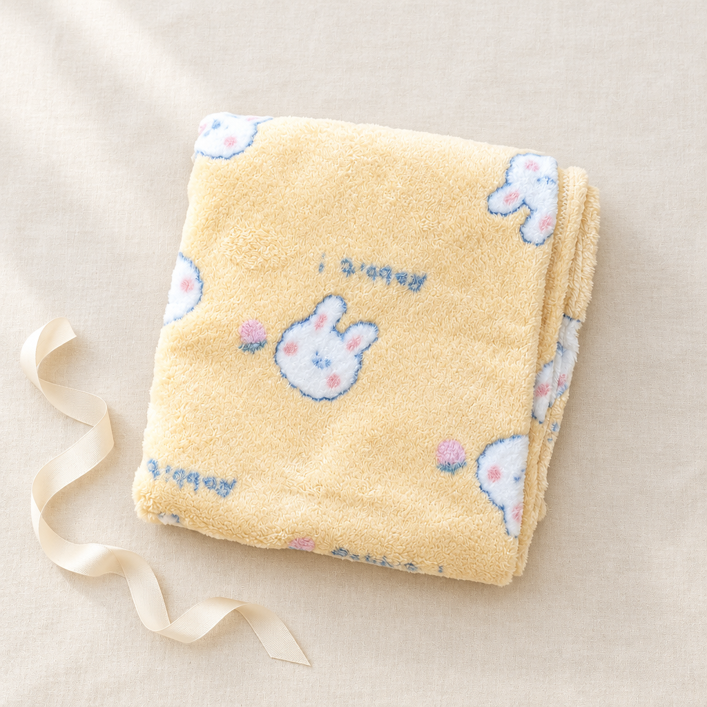 Yellow bunny blanket gift styling